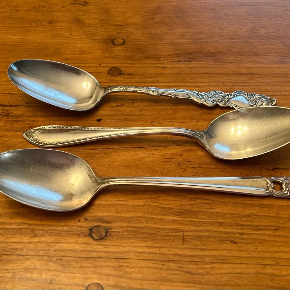 3 Lovely Silver Serving Spoons